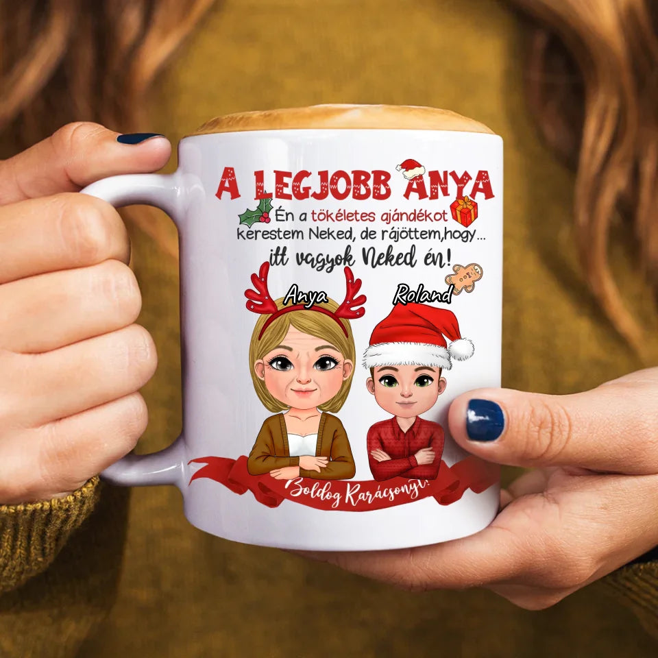 A tökéletes karácsonyi ajándékot kerestem bögre Anya fia karakterekkel
