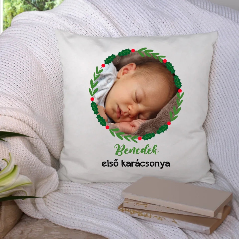 Karácsonyi baba párna egyedi képpel