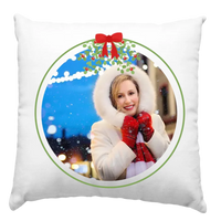 Karácsonyi egyedi képes párna fagyönggyel