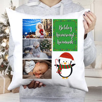 Karácsonyi 3 képes párna felirattal és figurával