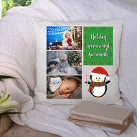 Karácsonyi 3 képes párna felirattal és figurával