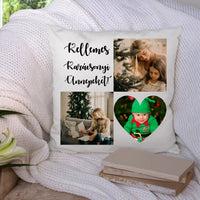 Karácsonyi 3 képes párna szív alakkal