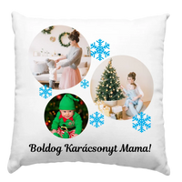 Karácsonyi 3 képes párna hópelyhekkel