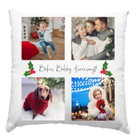 Karácsonyi 4 képes párna középen felirattal