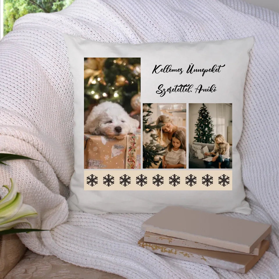 Karácsonyi hópihés 3 képes párna