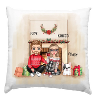 Karácsonyi cukifejű páros párna kutyával