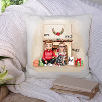 Karácsonyi cukifejű páros párna kutyával