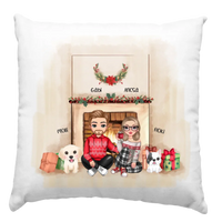 Karácsonyi cukifejű páros párna 2 kutyával