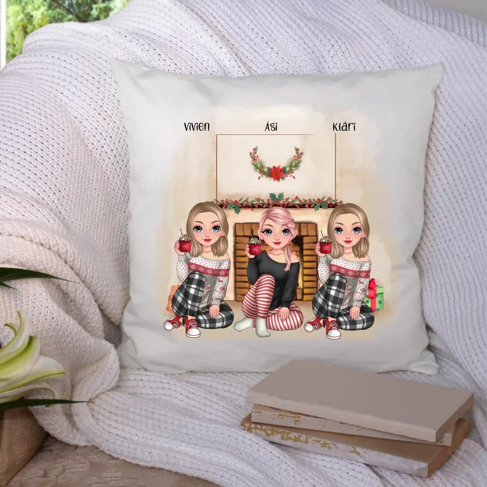 Karácsonyi 3 barátnős párna