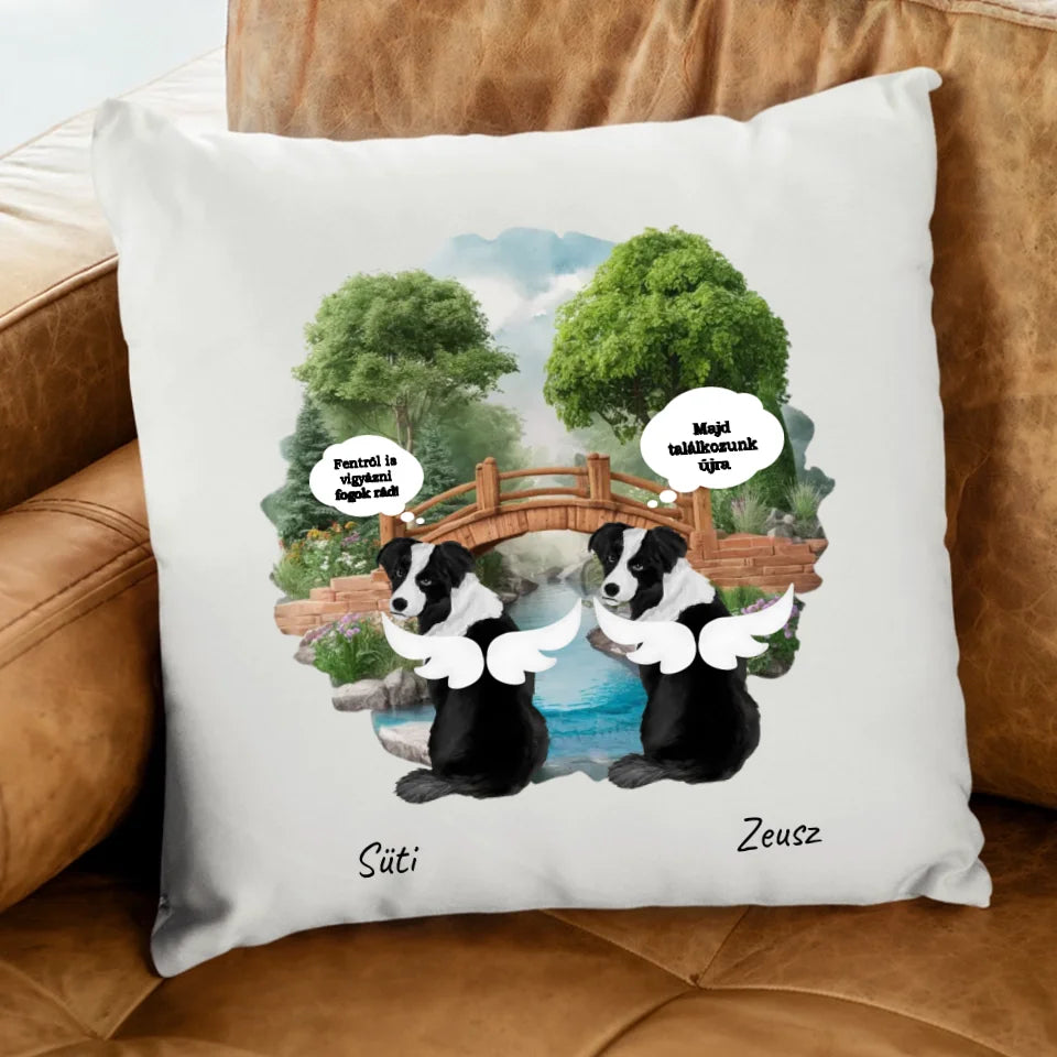 Szárnyas kutyás párna Gazdiknak egyedi üzenetekkel