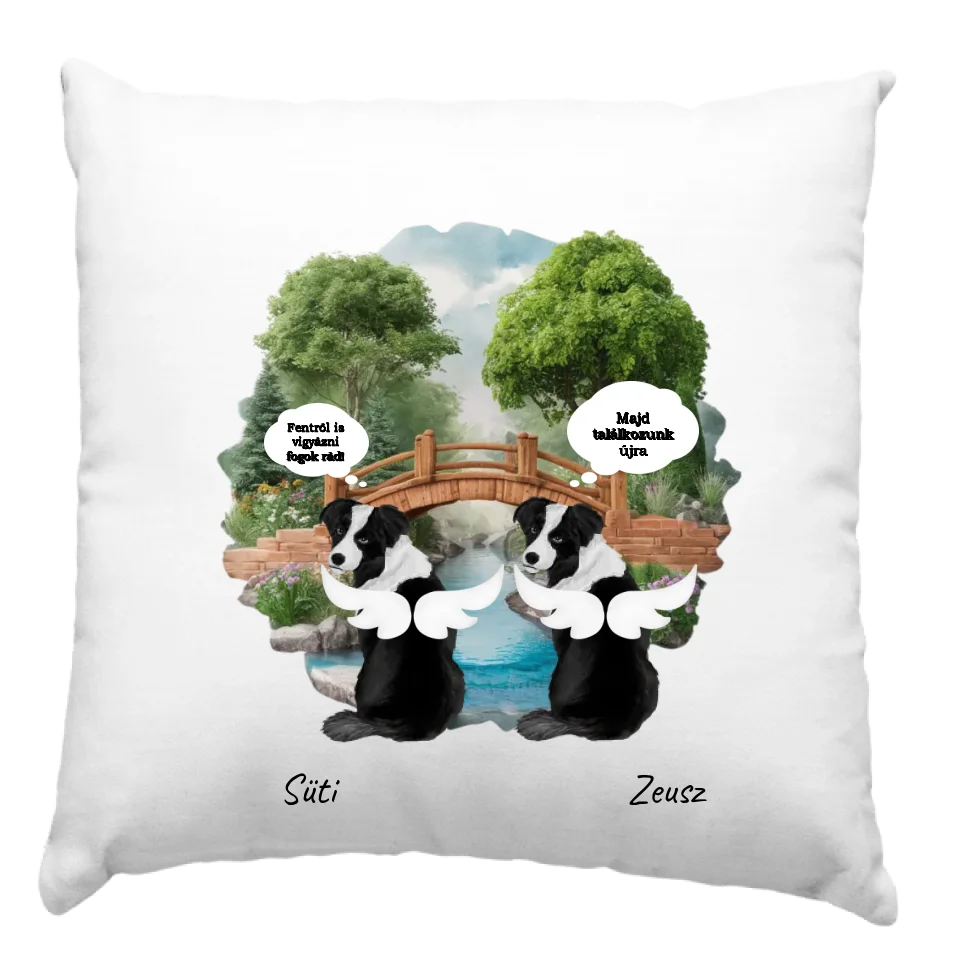 Szárnyas kutyás párna Gazdiknak egyedi üzenetekkel