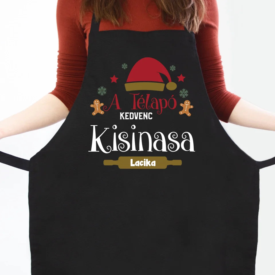 A Télapó kisinasa karácsonyi fekete kötény