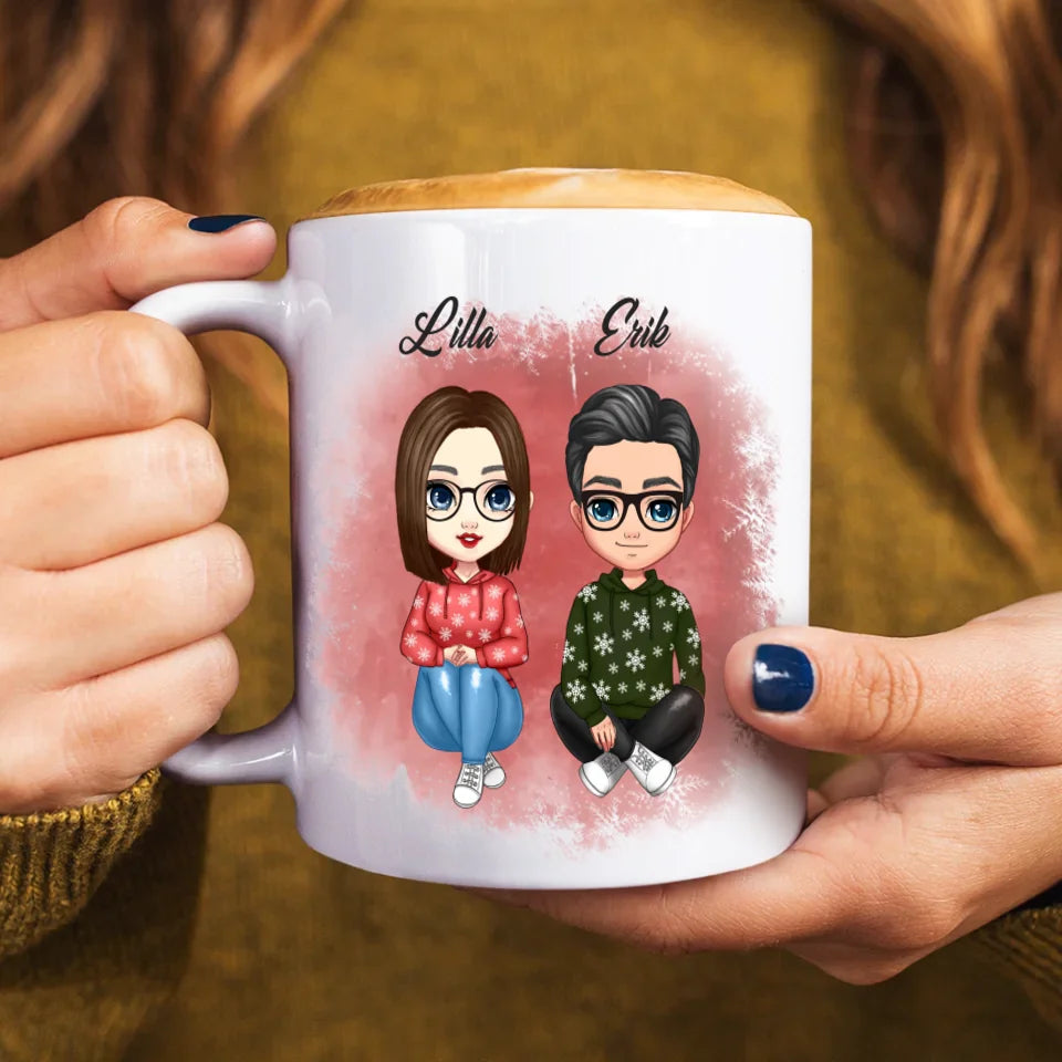 Egyedi karácsonyi bögre Testvéreknek szerkeszthető karakterekkel