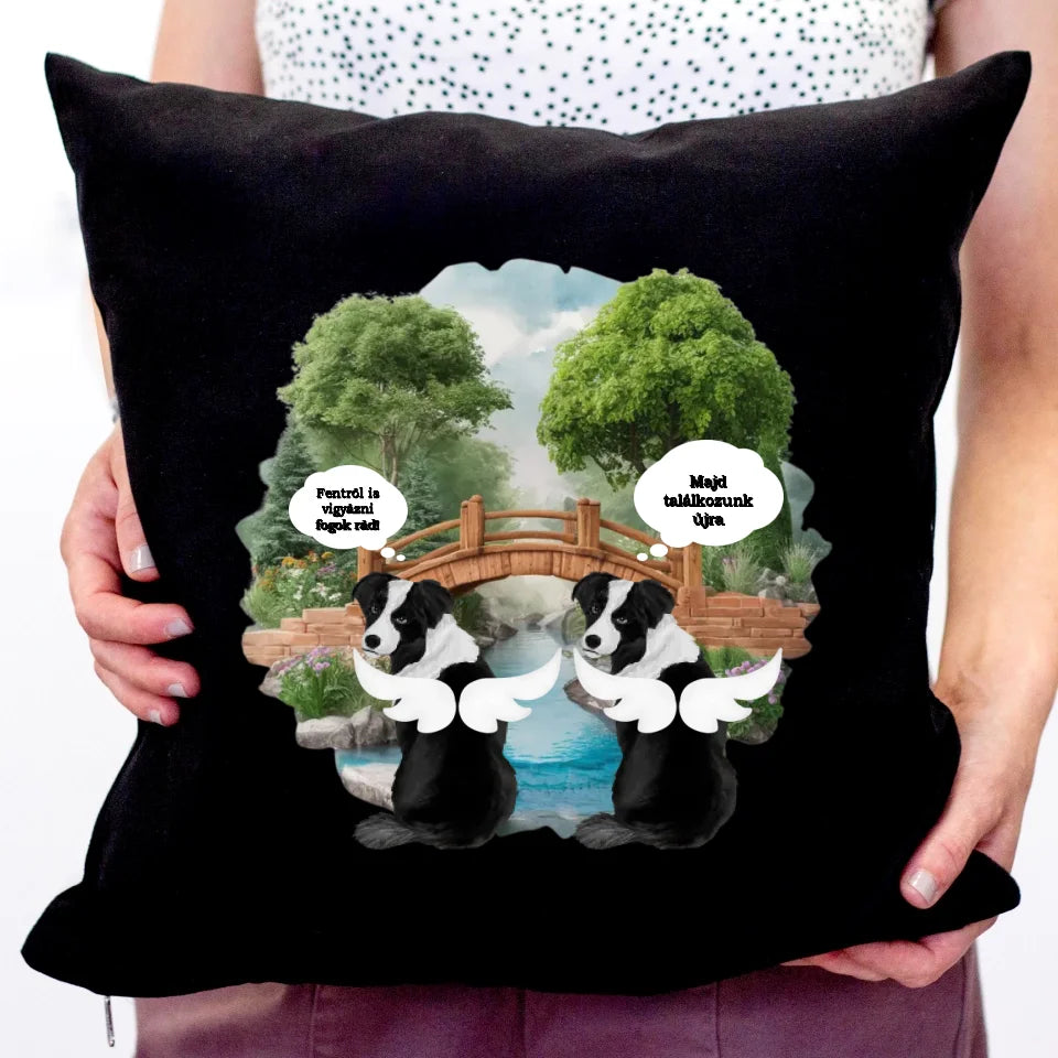 Szárnyas kutyás párna Gazdiknak egyedi üzenetekkel