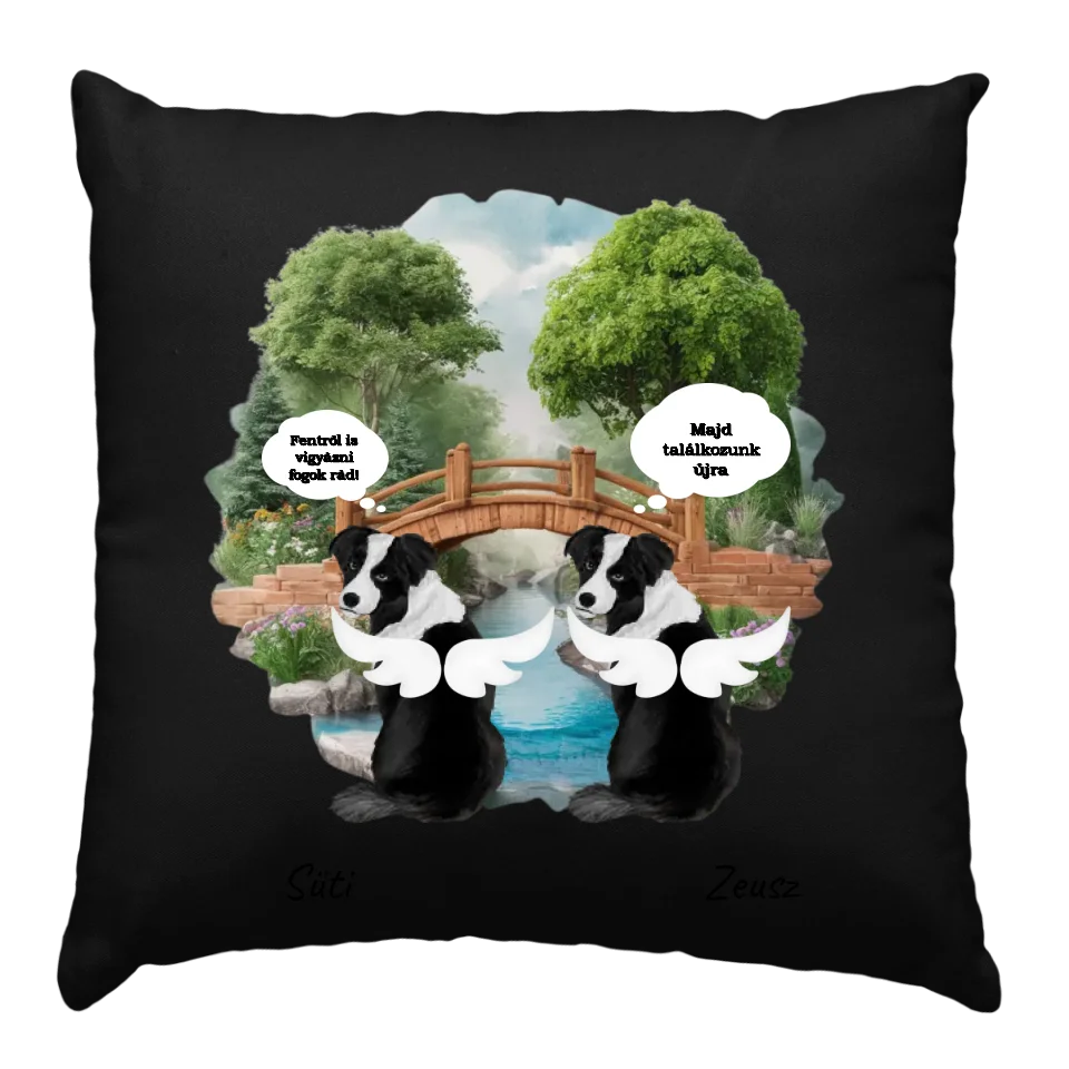 Szárnyas kutyás párna Gazdiknak egyedi üzenetekkel