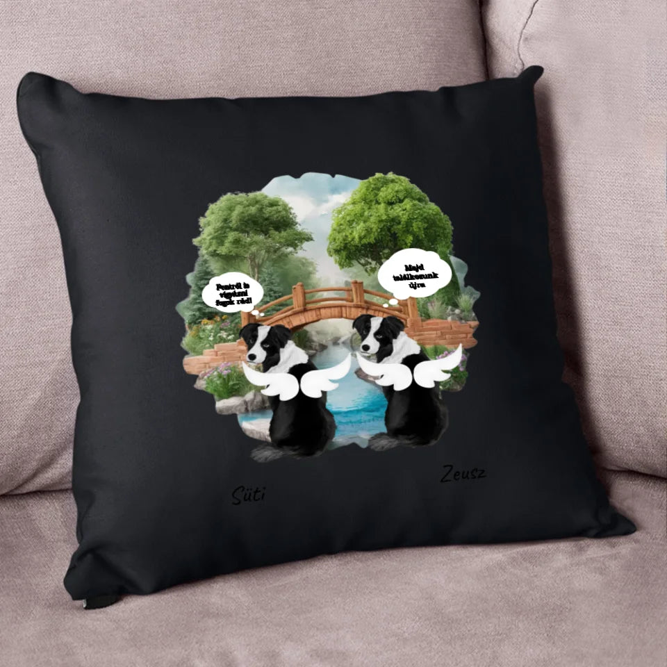 Szárnyas kutyás párna Gazdiknak egyedi üzenetekkel