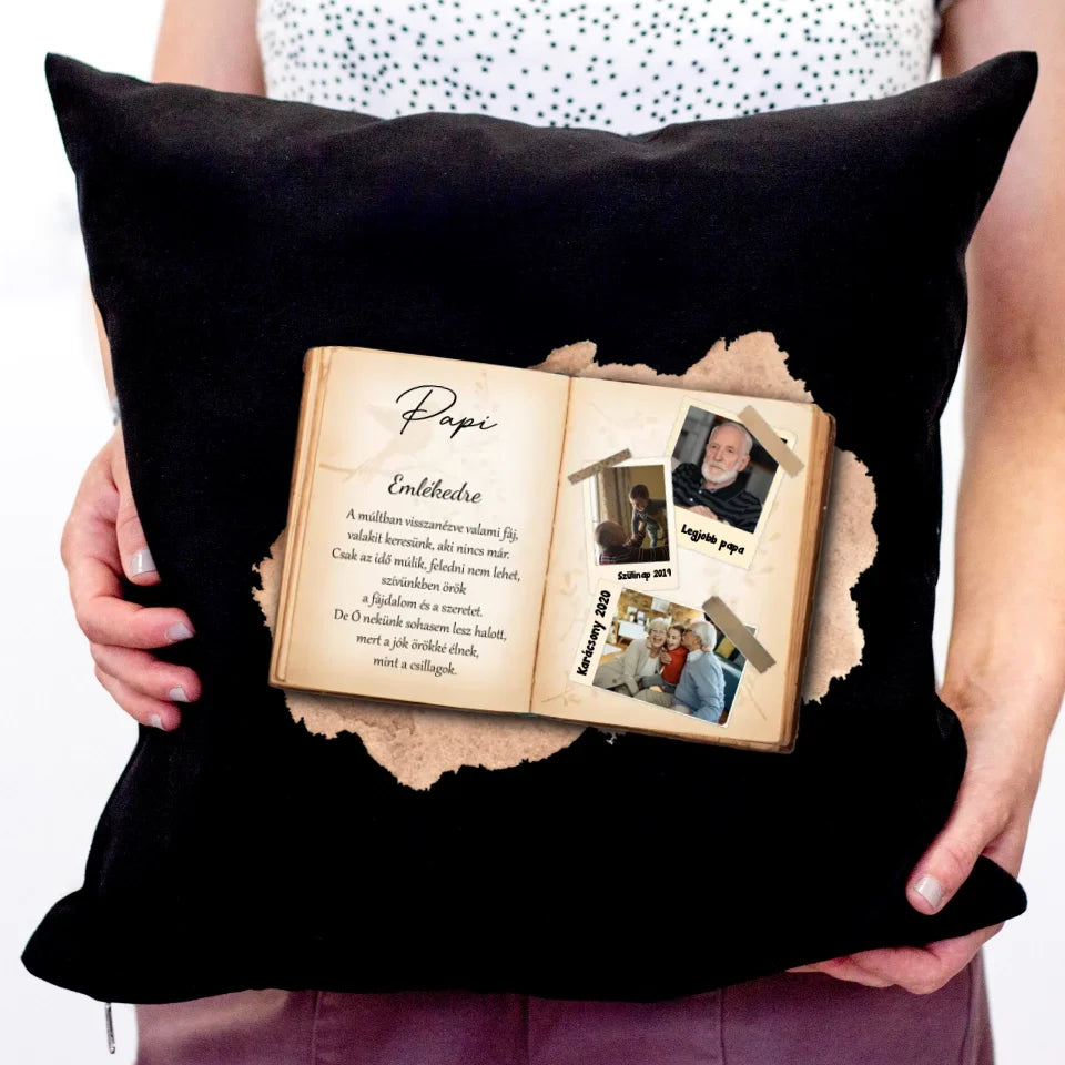 Emlékedre könyves párna egyedi képekkel