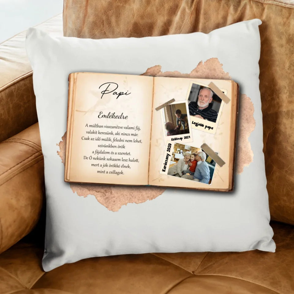 Emlékedre könyves párna egyedi képekkel