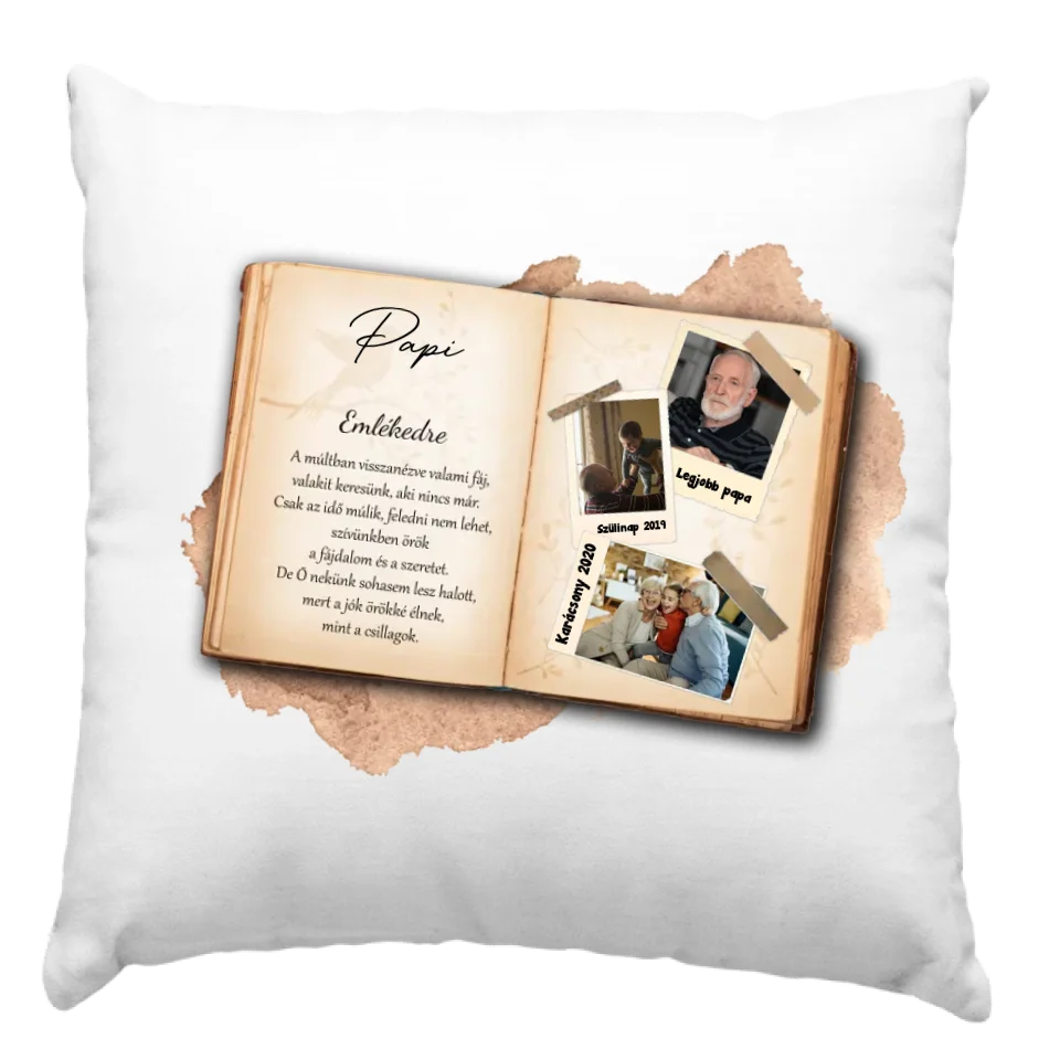 Emlékedre könyves párna egyedi képekkel