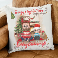 Egyedi karácsonyi ajándék nagyszülőknek - cuki karakteres legjobb papa párna