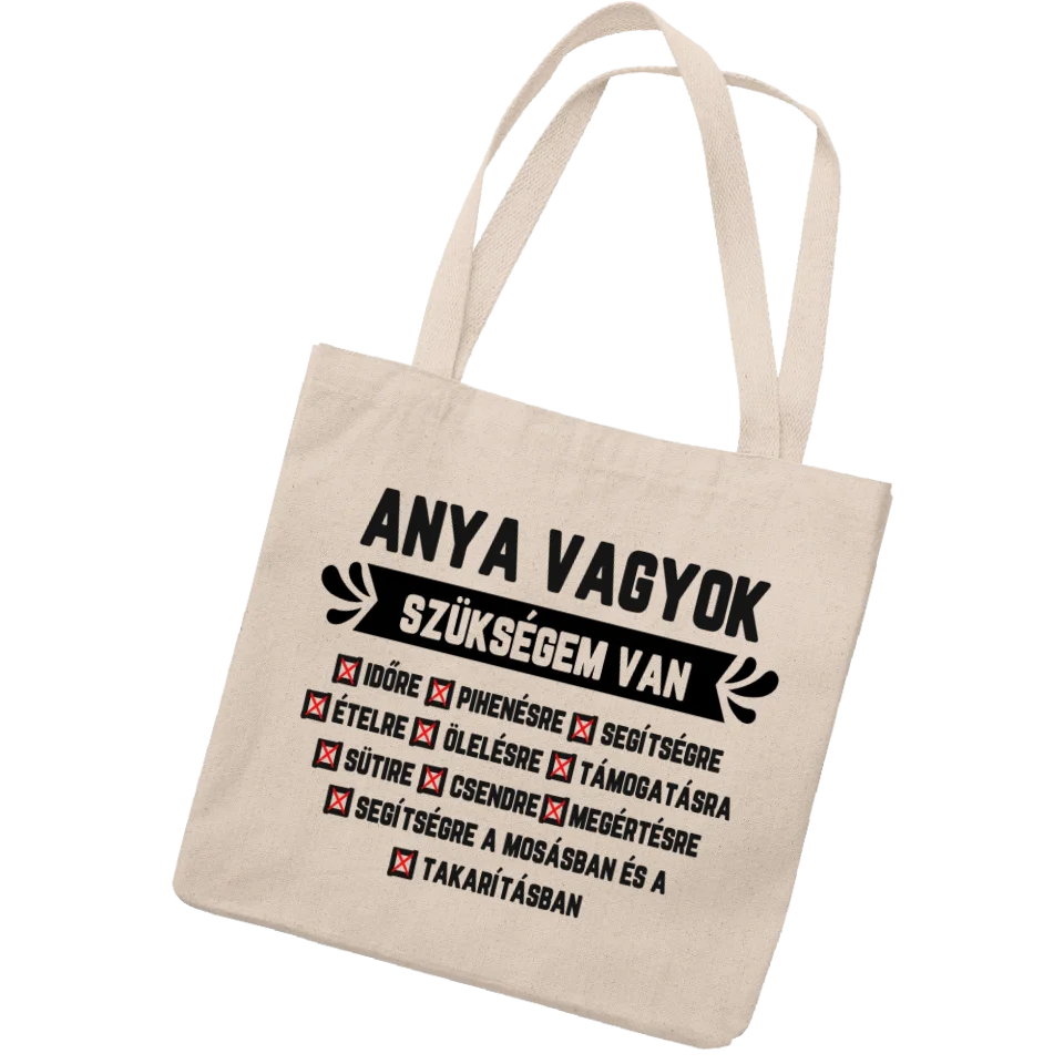 Fényképes ajándék anyukáknak- Anya vagyok kétoldalas vászontáska