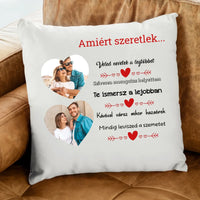 Amiért szeretlek...egyedi képes Valentin napi párna
