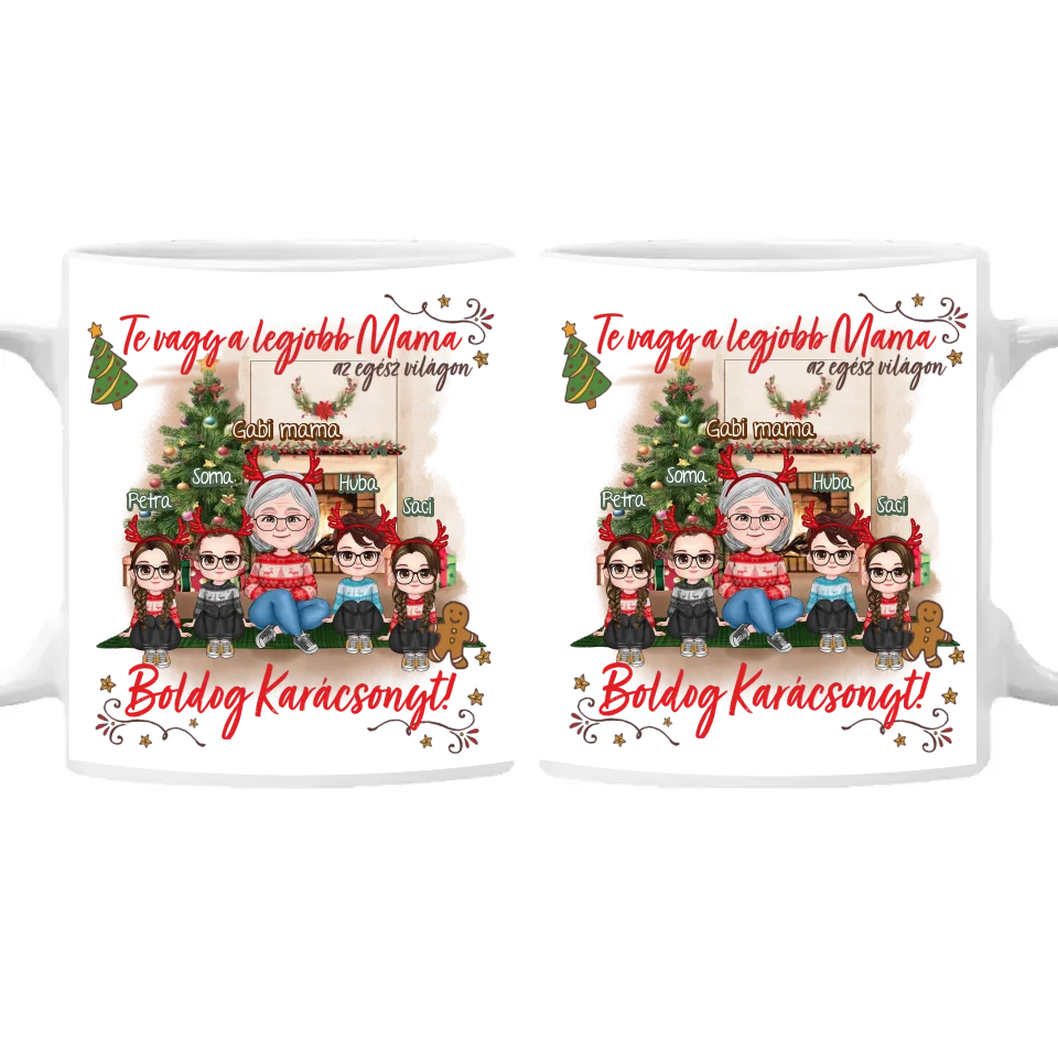  Egyedi ajándék nagymamáknak - Boldog karácsonyt bögre cuki karakterekkel