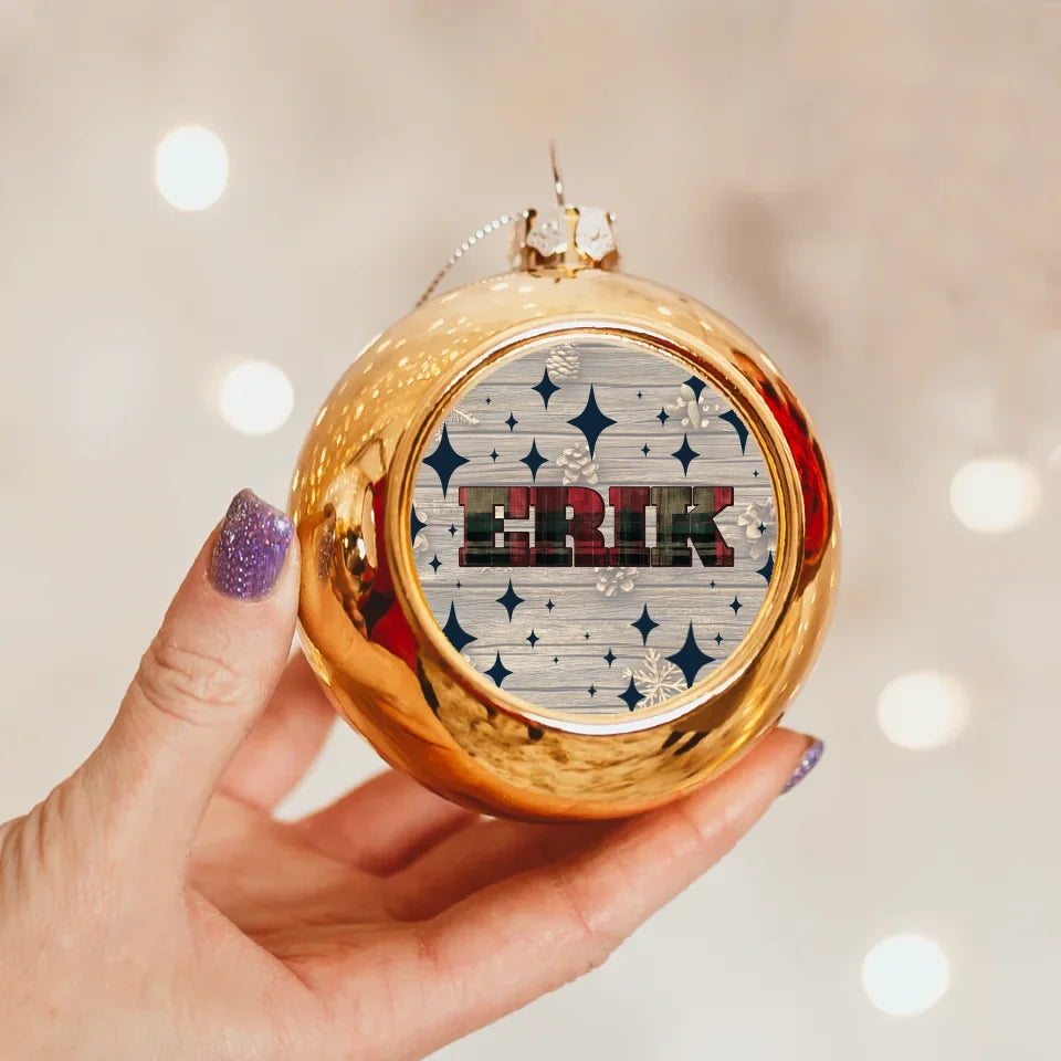Karácsonyi arany gömbdísz saját névvel