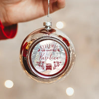 Karácsonyi ezüst gömbdísz saját névvel és illusztrációval