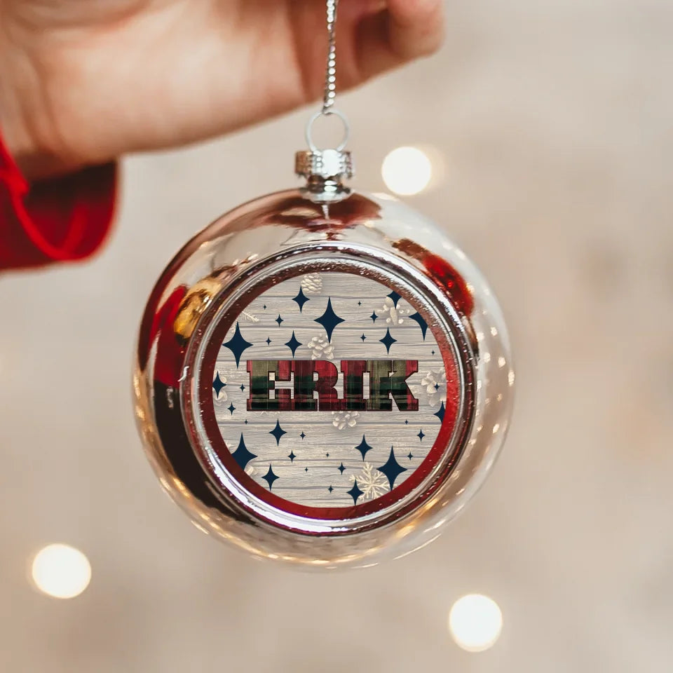 Karácsonyi ezüst gömbdísz saját névvel