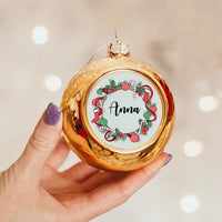 Egyedi neves karácsonyi gömbdísz arany