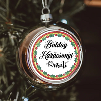 Karácsonyi gömbdísz egyedi névvel ezüst