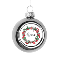 Egyedi neves karácsonyi gömbdísz ezüst