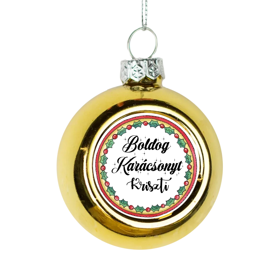Karácsonyi gömbdísz egyedi névvel arany