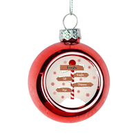 Útmutató karácsonyi piros gömbdísz az egész család nevével