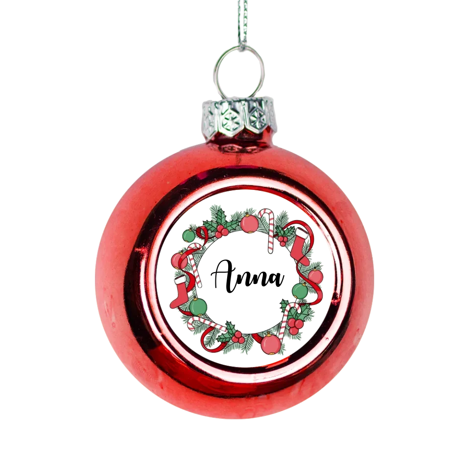 Egyedi neves karácsonyi gömbdísz piros
