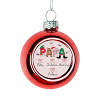 Papának piros gömbdísz az unokák neveivel