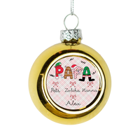 Papának arany gömbdísz az unokák neveivel