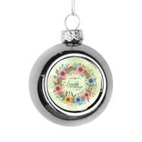 Legjobb nagyi virágos ezüst gömbdísz