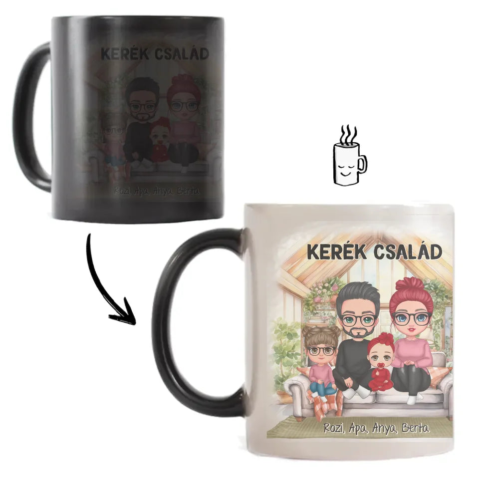 Egyedi ajándék bögre személyre szabható karakterekkel - cuki család