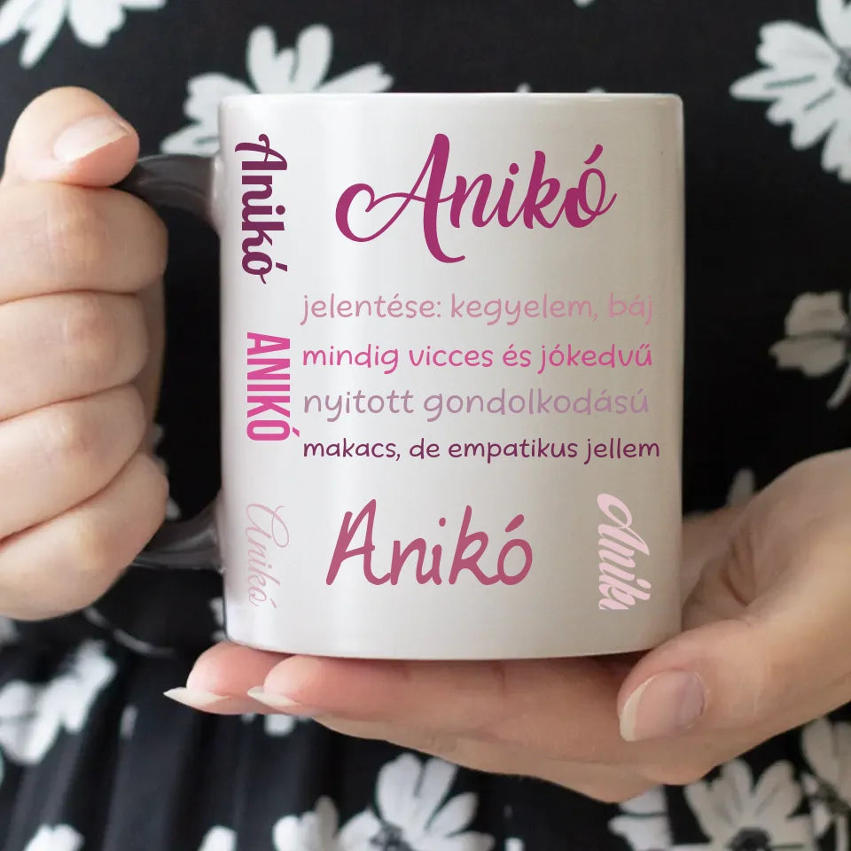 Egyedi neves bögre jellemzéssel