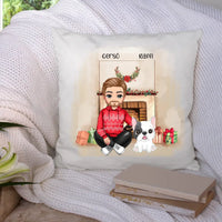 Karácsonyi gazdis párna kutyásoknak fiúval