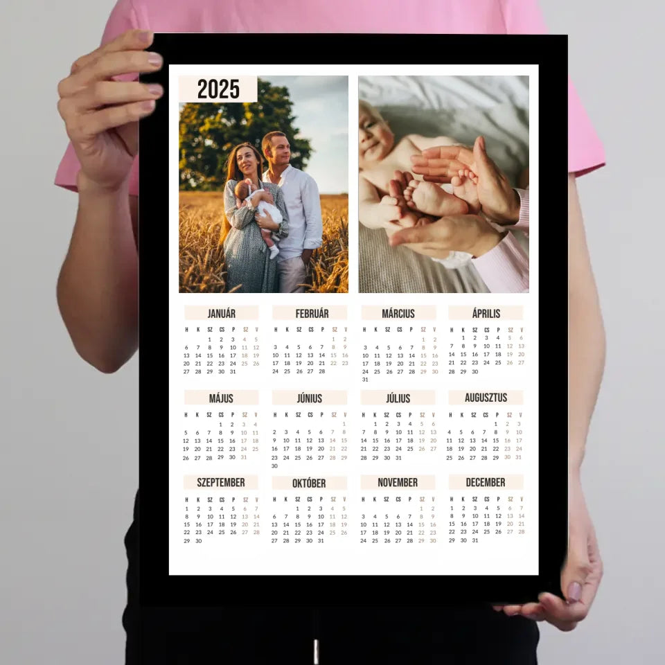 Két képes egyedi falinaptár 2025 ajándék falikép