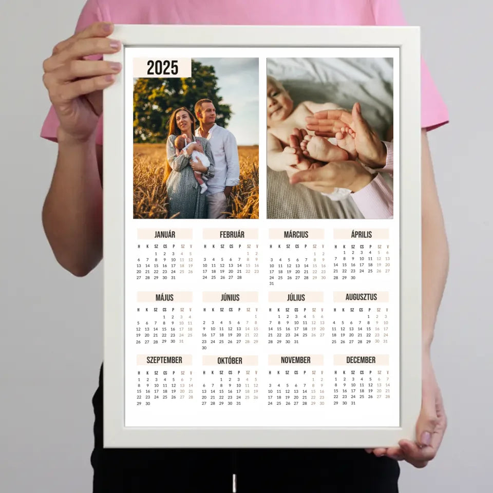 Két képes egyedi falinaptár 2025 ajándék falikép