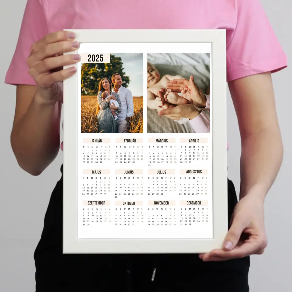 Két képes egyedi falinaptár 2025 ajándék falikép