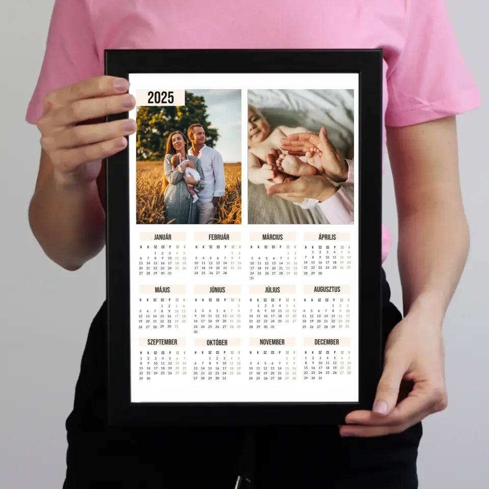 Két képes egyedi falinaptár 2025 ajándék falikép