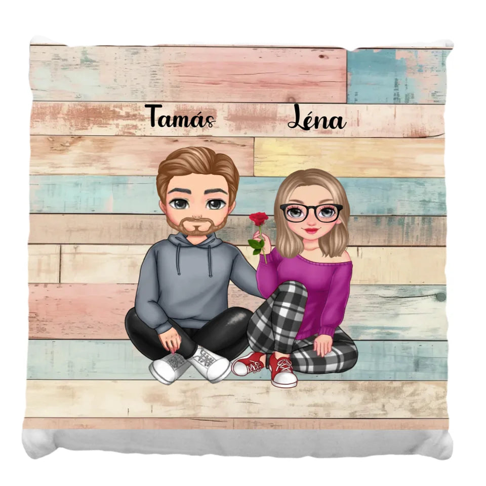 Szerkeszthető cuki páros telinyomatos párna 