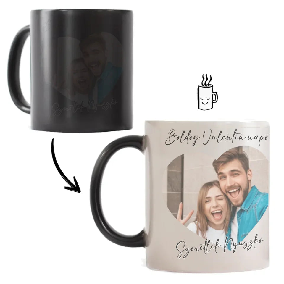 Valentin napi szív alakú két képes bögre 