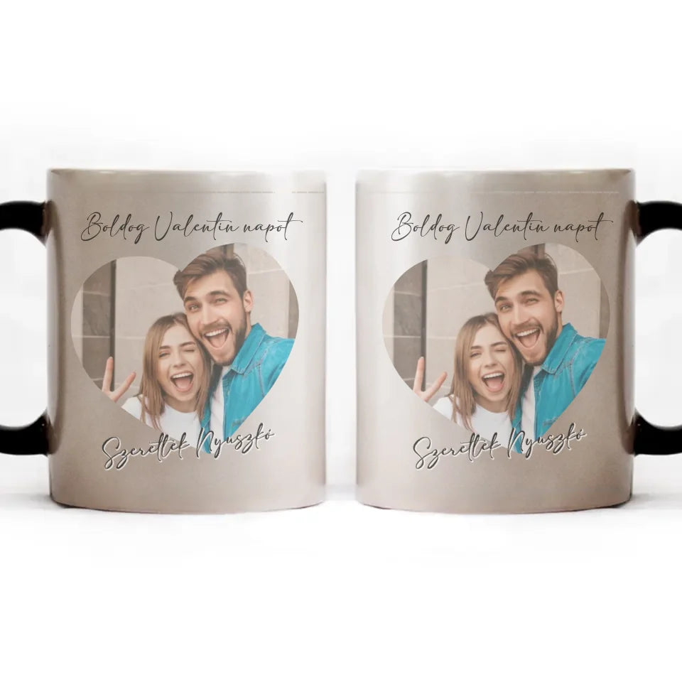 Valentin napi szív alakú két képes bögre 