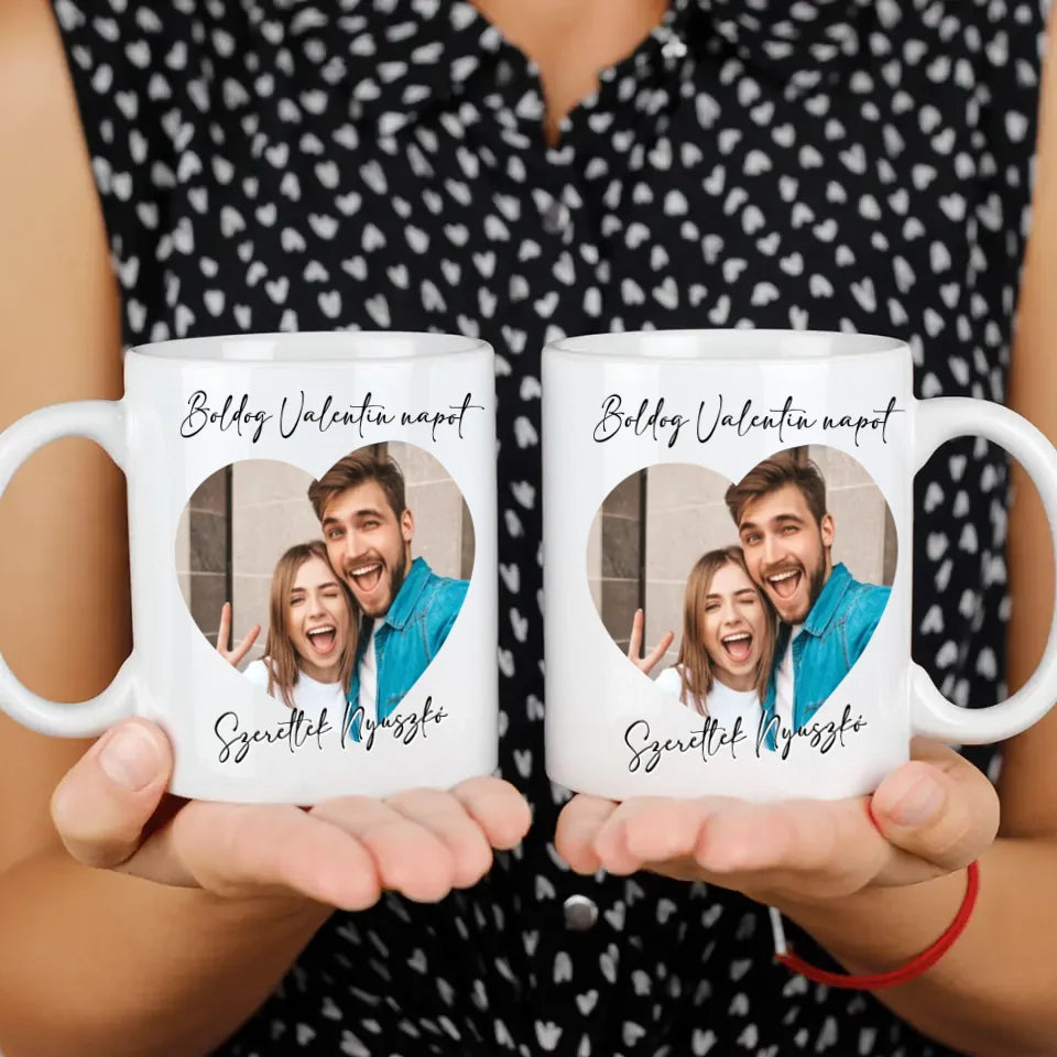 Valentin napi szív alakú két képes bögre 